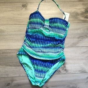 La Blanca Blue Green Halter Swim One Piece 6